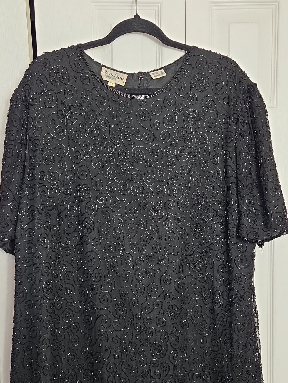 Vintage Black Beaded Midi Dress